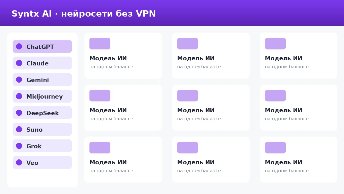 Модели Syntx AI и другие нейросети